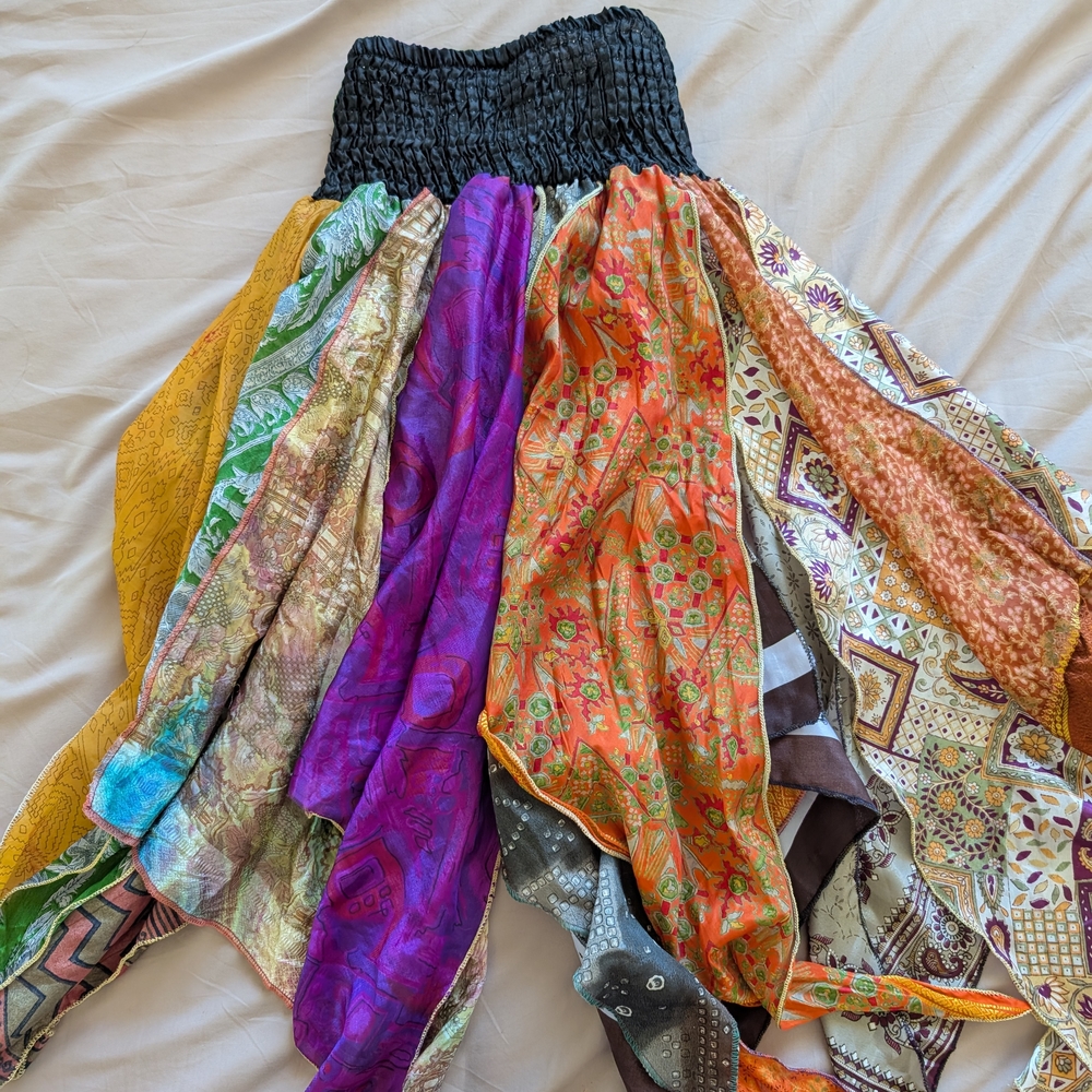 Colorful Patchwork Scarves Boho Skirt